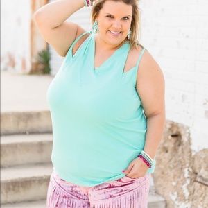 Crazy train turquoise tank top